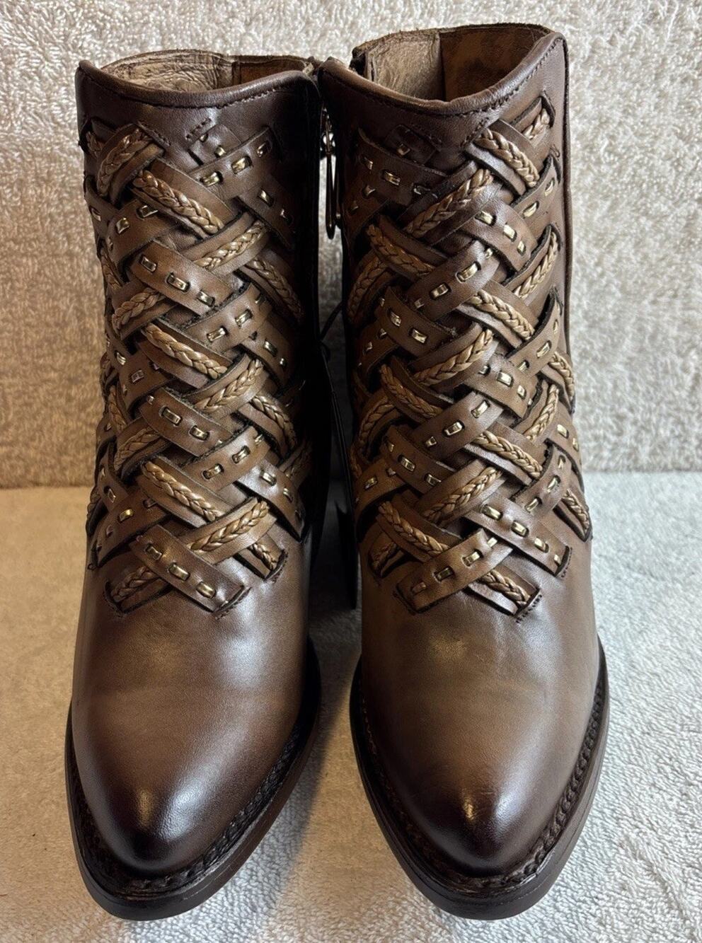 Cuadra Ladies Ankle Brown Leather Booties Size 6.5 M